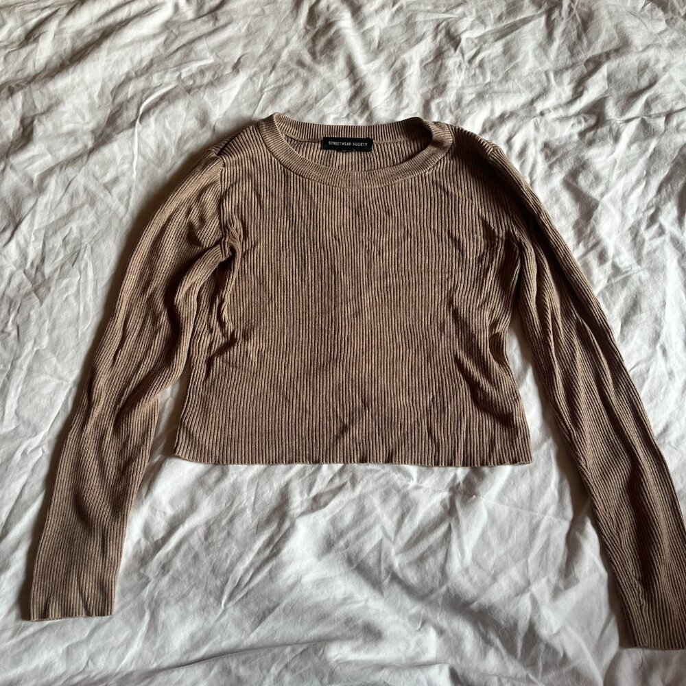 🍁❄️ Street Wear society tan sweater/long sleeve shirt size small
